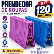 Prendedor de Roupa Plástico Reforçado Grande Kit 12 a 120 Unidades Alta Resistência Varal