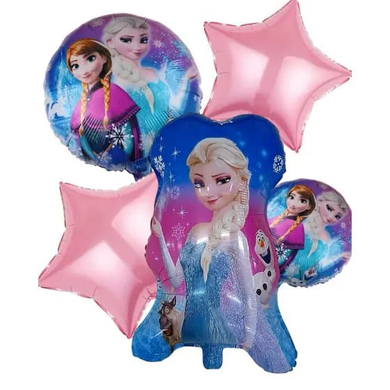 kit C/5 pçs de Balão metalizado  Redondo FROZEN ELZA , Festa Decorações do Aniversário,