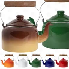Chaleira Esmaltada Agata Indução 1,8L Ewel Original Cabo De Madeira