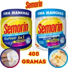 400g Alvejante Tira Manchas Em Pó Roupas Brancas Coloridas Sem Cloro Semorin