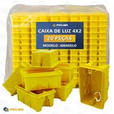 20 Caixas de Luz 4x2 Reforçada P/ Tomada Interruptor Embutir Amarelo Preto Energia