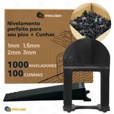 Kit 1000 Nivelador Espaçador Piso Porcelanato Slim Clips + 100 Cunhas Revestimentos Cerâmicos Black
