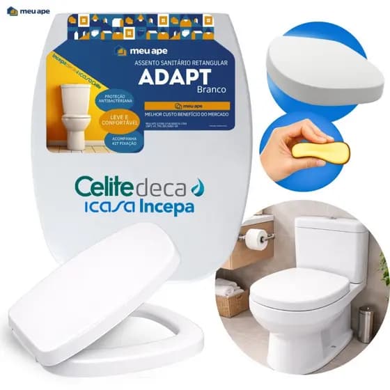 Assento Sanitário Tampa Vaso Adapt Retangular Almofadado Sabatini Icasa Standard Ideal Lille Paris