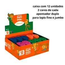 Apontador Duplo Oval Leo e Leo Caixa com 12 unidades