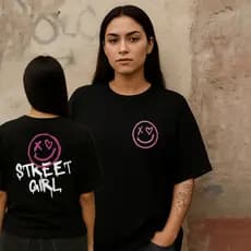 Camiseta Oversized Streetwear Unissex 100% Algodão Estampa Street Girl Larga Conforto