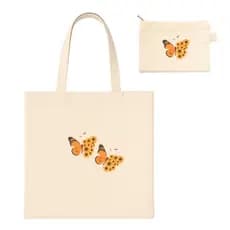 Kit Bolsa Ecobag Estampada Sacola Ecológica e Necessaire 12x18 Estampada Borboleta