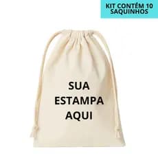 Kit 10 Saquinhos Personalizados 100% Algodão Cru 15x19