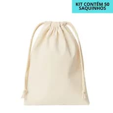 50 Saquinhos em Algodão Cru 15x19 Saquinhos Liso Para Bordar