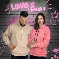 Kit 2 Moletom com Capuz Blusa De Frio Basico Canguru Casaco Feminino Masculino Flanelado Liso Sem Estampa Kit