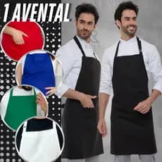 Avental De Cozinha Preto Oxford com Bolso Garçom 01 Unidade