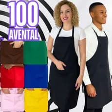 Kit 100 Avental Com Bolso Reforçado Cozinha Churrasqueiro Restaurante Uniforme Avental Oxford Buffet Uniforme Cozinha