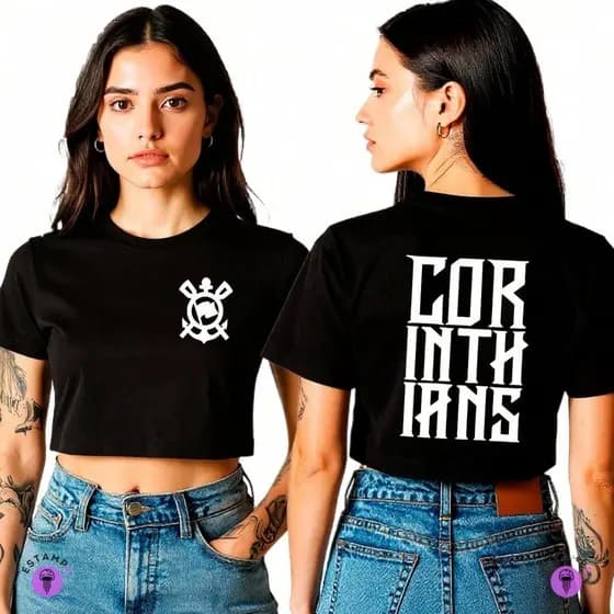Cropped Corinthians Feminino Lançamento 2026 | Algodão Premium T-Shirt Timão Curta Casual Estilosa Promoção