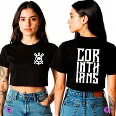 Cropped Corinthians Feminino Lançamento 2026 | Algodão Premium T-Shirt Timão Curta Casual Estilosa Promoção