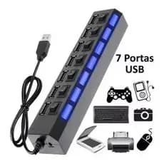 Hub Usb 7 Portas Chave Seletora 2.0 Tomada Adaptador Extensor 7 Entradas