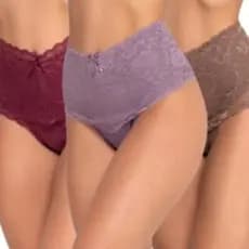 Kit 2 Calcinhas Cintura Alta Modeladora com Renda - aperta a barriga e modela a cintura