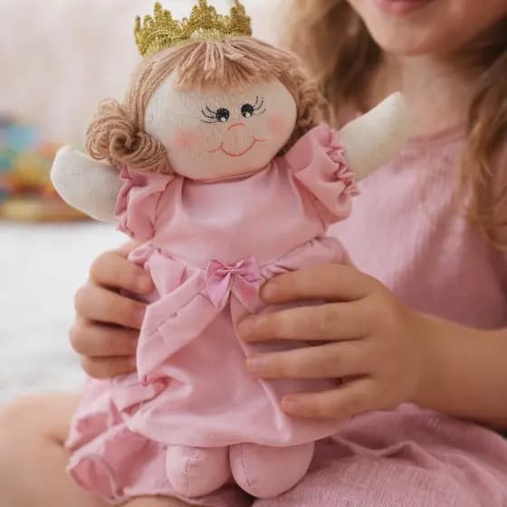 Boneca Princesa de Pano  Artesanal Infantil Delicada e Macia 25cm