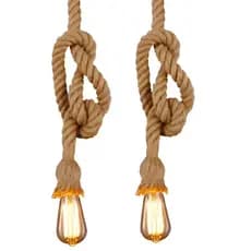 Kit 2 Pendentes Corda Sisal 1 Metro Bivolt retrô Rústico Decorativo Luminária de Teto