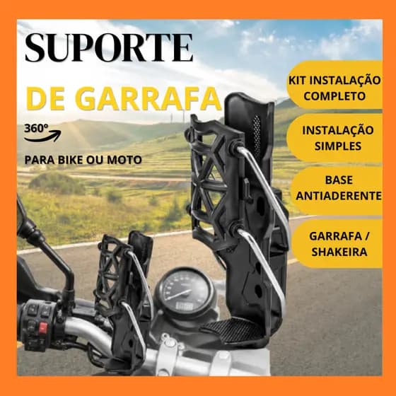 Kit 2 Suporte Ajustável Porta Garrafa Bicicleta Moto Bike