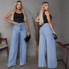 Calça Pantalona Liocel Tencel Jeans Alfaiataria Fluida Fresquinha Premium Sem Elastano Wide Leg