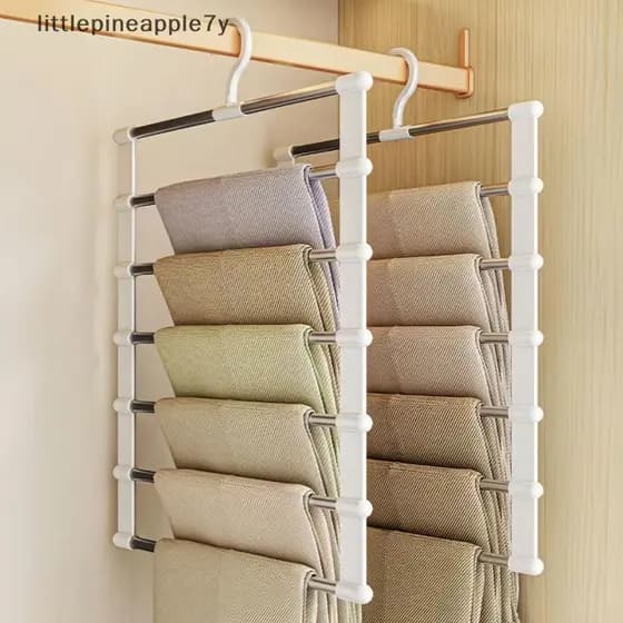 Pequeno Rack De Armazenamento De Calças De 7 Camadas/5 Cabide Organização De Roupas Domésticas [COD]