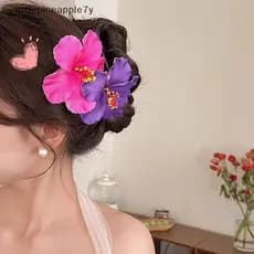 Pequenos 3 Peças De Grampos De Cabelo De Hibisco Estilo Havaiano , Chapéus De Flores Artificiais Adequados Para Decoraçõ