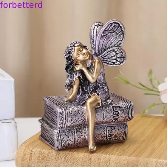 Estátua De Menina De Anjo  , Estatuetas De Fadas Artesanais De Resina , Ornamento De Mesa Fofo E Engraçado