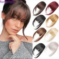 Franja Fina Cortada  Com Costeletas , Falsa Para Cabelo Frontal Sintética Prendedor , Marrom Escuro