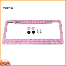 [Ma] Strass De Aço Inoxidável Brilhantes Tampa Da Etiqueta Moldura Placa De Carro