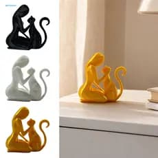 Mais Escultura Minimalista De Base Sólida Estátua De Gato Feminina Abstrata , Figura De Moldagem De Uma Peça Mobiliário