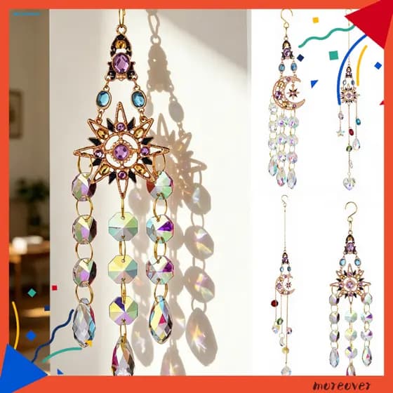 Mais 1 Saco De Carrilhão De Vento De Cristal , Construção + Metal , Toque Crocante E Padrões De Luz Delicados Para Decor