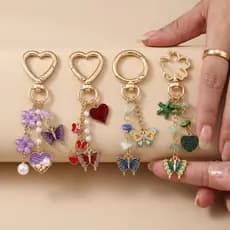 Chaveiro De Borboleta Esmaltada FALLFORBEAUTYEJ , Pingente De Flor De Cabide DIY , Coração De Cor Doce Criativo