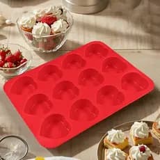 Molde De Cozimento Em Forma De Coração FALLFORBEAUTYEJ , Assadeira De Cupcake Resistente Ao Calor Com 12 Cavidades , Ant