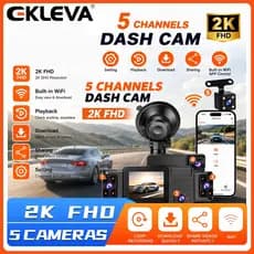 EKLEVA 5 Canais Dash Cam 2K WiFi Carro DVR 24H Monitor De Estacionamento WDR Visão Noturna Gravação De Loop Câmera De