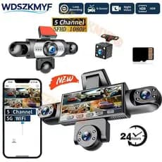 360 ° Carro Traço Cam 5 Canais Gravador De Vídeo 1080P DVR Frente Dentro Opcional Vista Traseira Visão Noturna Caixa Pre
