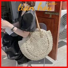 Bolsa Feminina Feminina de Verão Retro Tecido à Mão Bolsa Feminina Portátil FYJD