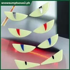 Luminoso 3D Demon Eye Cat Design Motocicleta Stier Brilhante Farol Decalque Para Scooters Decoração [SNOW]