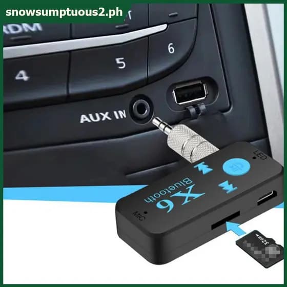 Receptor Sem Fio X6 3.5 Mm Ja AUX Áudio Estéreo Música MIC Adaptador Para Carro [SNOW]