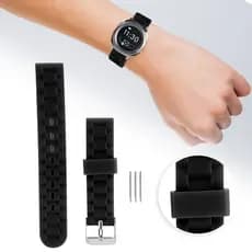 keaostore 16mm Pulseira De Relógio De Silicone Com Fivela De Pino Acessório Pulso Esportivo Preto