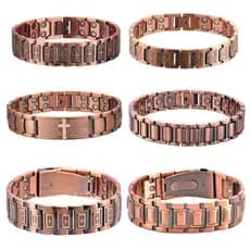 1pc Liga Cobre Chapeamento Pulseira Magnética Masculina Retro Esculpido Link (É de material revestido a cobre)