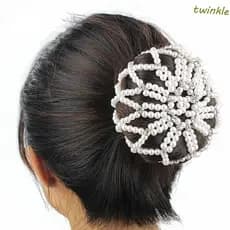 TWINKLE1 Redes Capilares Pérola Ornamento Moda Snood Crochê De Cristal Elástico Bun