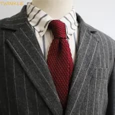 Gravata De Malha TWINKLEO , Grossa De Camisa De Tricô De Cor Sólida Masculina De Cabeça Plana Macia Ajustável