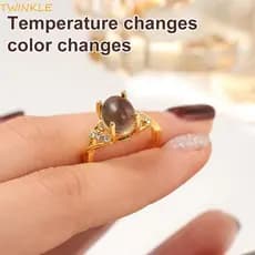 Anéis De Humor Ajustáveis Retrô TWINKLEO , Anel De Cor Em Mudança De Moda Oval , De Controle De Temperatura