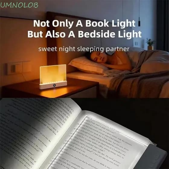 UMNOLOB LED Painel De Luz Para Livro , Lâmpada De Leitura Recarregável USB De 3 Cores , Noturna Com Função De Temporiza