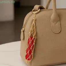 UMNOLOB Bolsa De Batom De Rede De Metal , Mini Chaveiro Portátil De Malha , De Capa Leve Prateado