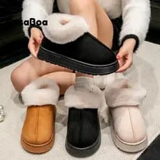 Botas De Neve TOPABCUF , Chinelos Macios De Pele Sintética De Pelúcia , Sapatos De Algodão Fofos E Confortáveis Antiderr