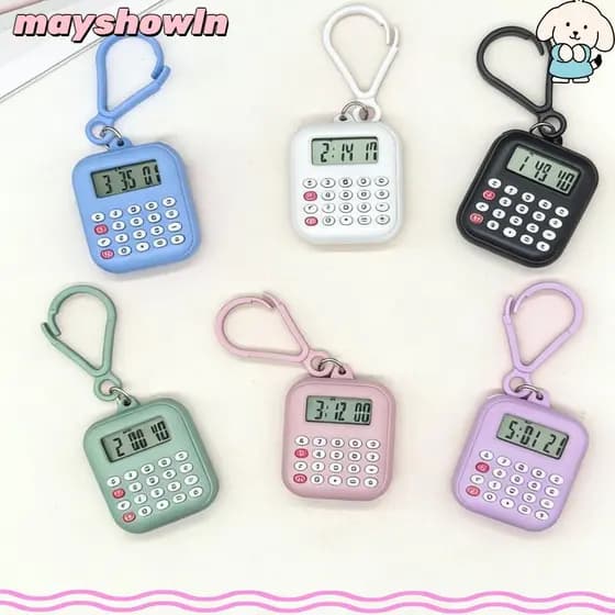 MAYSHOWLN Mini Calculadora , Eletrônica Multifuncional Com Botão Silencioso De Chaveiro Portátil