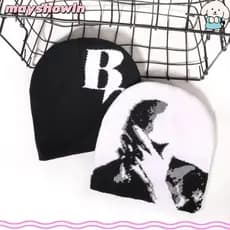 Chapéu De Tricô MAYSHOWLN , Chapéus Quentes De Casal De Fibra Y2k , Gorros Góticos Para Manter O Calor Com Impressão , H