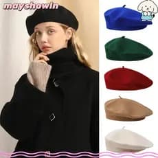 Chapéu De Boinas De Lã De Inverno MAYSHOWLN , Boné Liso Elegante De Cor Sólida , Feltro Retrô Quentes Combinadas