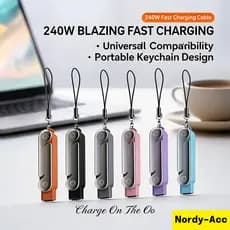 Cabo Dobrável 2 Em 1 Tipo C 240W Suporte Para Telefone De Carregamento Rápido USB Sincronização De Dados