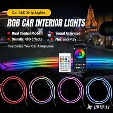 Música Sincronização RGB LED Pára-Brisa Tira De Luz 150cm Flexível Controle APP Remoto Sinfonia Interior Luzes Do Carro